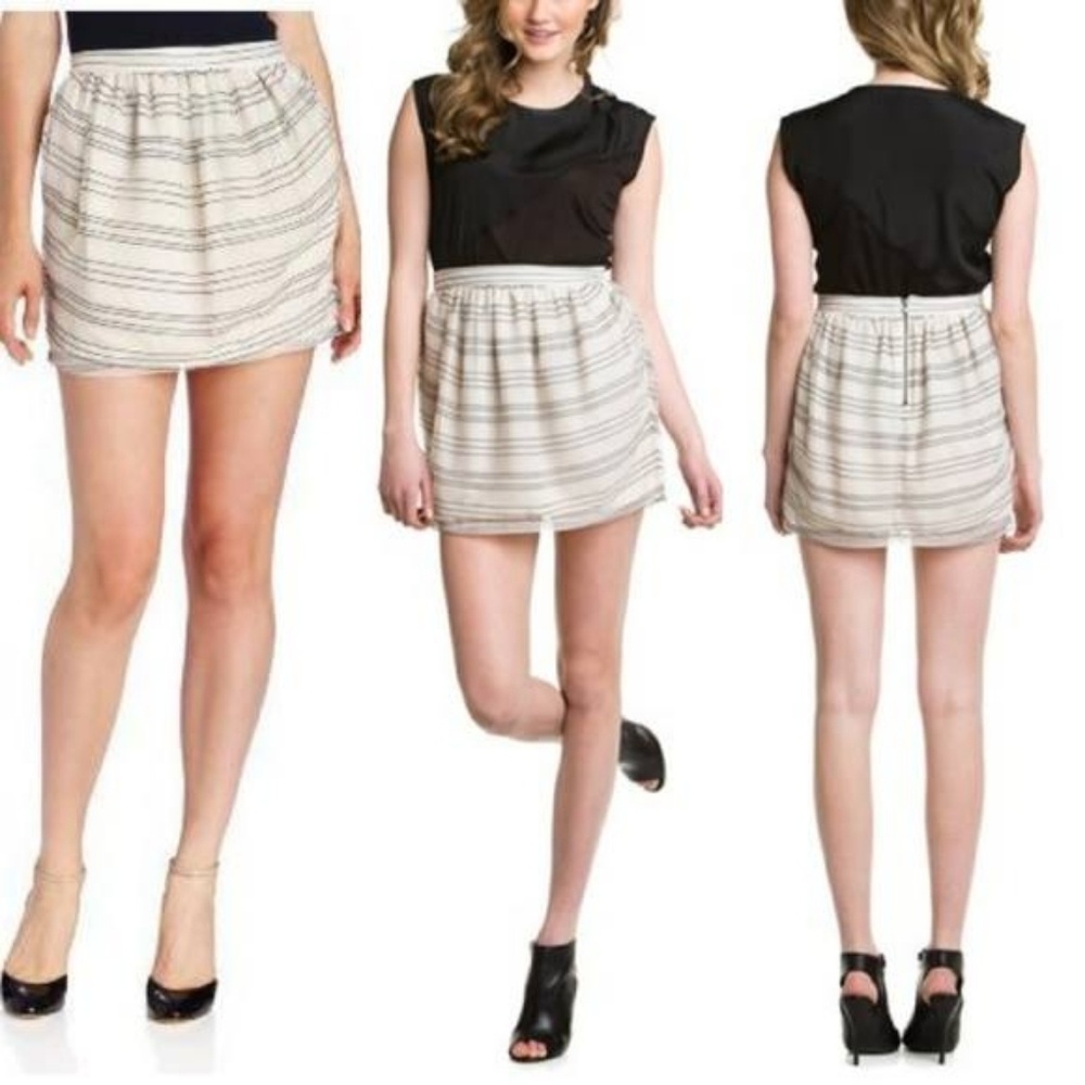 BCBG Gatsby Embroidered Striped Tulle Skirt NWOT